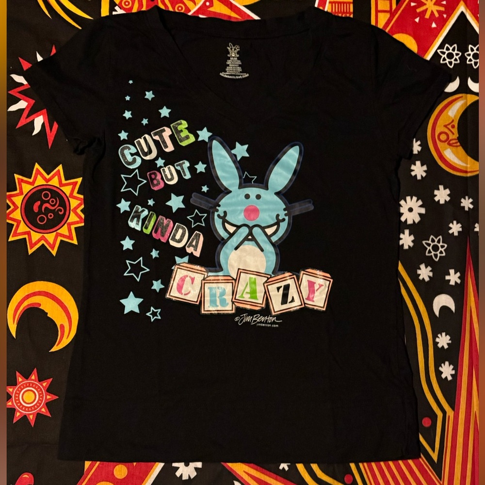 Y2K Happy Bunny JIM BETON baby tee